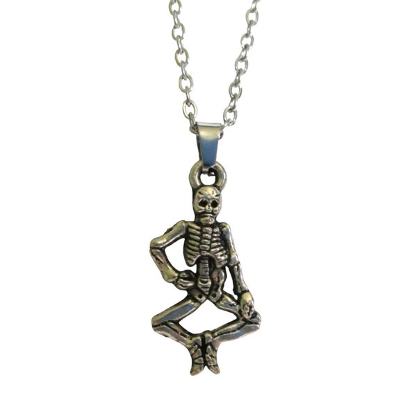 Skeleton Pendant Necklace With 18" Stainless Chain Unisex Gothic Jewelry Gift - Picture 2 of 6